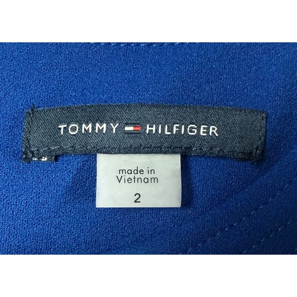 TOMMY HILFIGER Dress Womens 2 Blue Scuba Sheath Grommet Neck  NWT